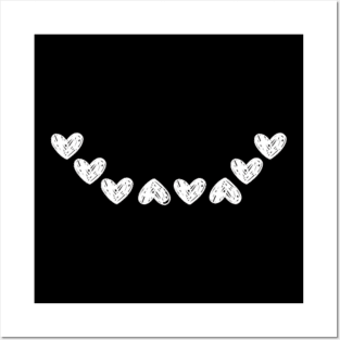 Smiley heart white Posters and Art